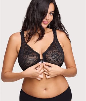 WonderWire Front-Close Stretch Lace Bra: undefined