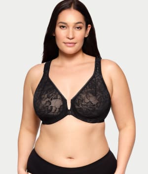WonderWire Lacey T-Back Front-Close Bra: undefined