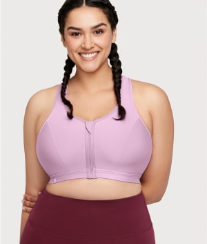 Zip-Up Front-Close Wire-Free Sports Bra: undefined