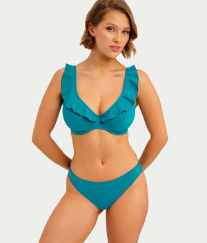 Jewel Cove Ruffled Bikini Top: undefined