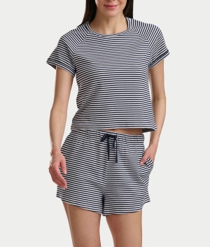 Short Sleeve Knit Tee & Boxer Pajama Set: undefined