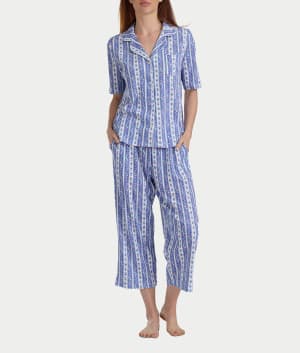 Elbow Sleeve Capri Knit Pajama Set: undefined