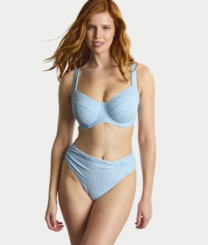 Gingham Midi Gather Bikini Bottom: undefined
