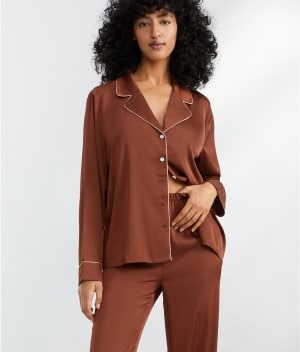 The Washed Satin Pajama Set: undefined