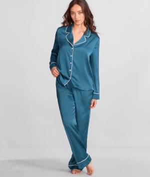 The Washed Satin Pajama Set: undefined