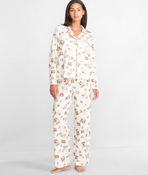 The Cozy Brushed Cotton Printed Pajama Set: undefined