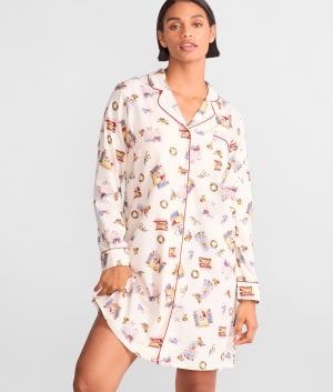 The Cozy Brushed Cotton Printed Sleep Shirt: undefined