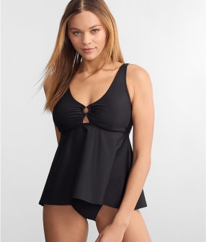 Ring-Front Underwire Tankini Top: undefined