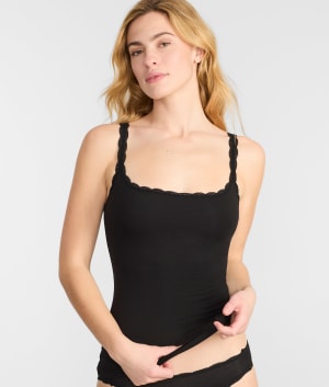 Inspired Eyelet Lace Trim Shelf-Bra Cami: undefined