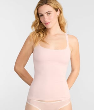 Inspired Eyelet Lace Trim Shelf-Bra Cami: undefined