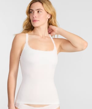 Inspired Eyelet Lace Trim Shelf-Bra Cami: undefined