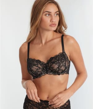 Lace Unlined Side Support Bra: undefined