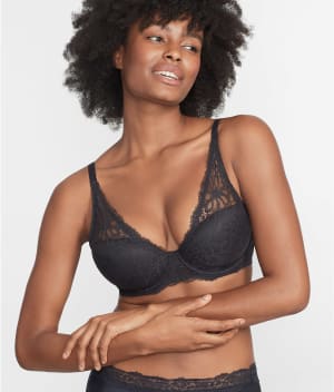 Lightly Lined Lace Plunge Bra: undefined