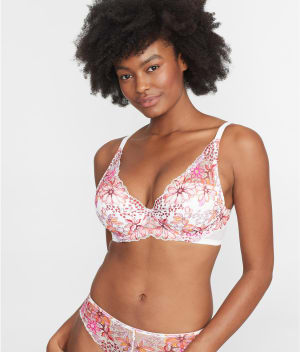 Lightly Lined Lace Plunge Bra: undefined