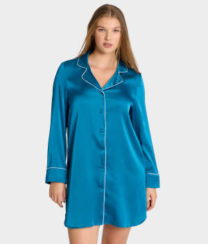 The Washed Satin Sleep Shirt: undefined