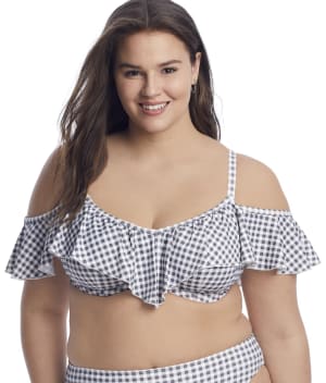 Plus Size Checkmate Ruffle Underwire Bikini Top: undefined
