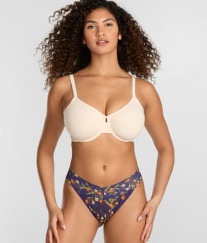 Signature Lace Original Rise Printed Thong: undefined