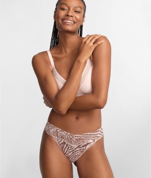 Signature Lace Original Rise Printed Thong: undefined