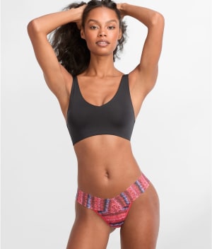 Signature Lace Low Rise Printed Thong: undefined