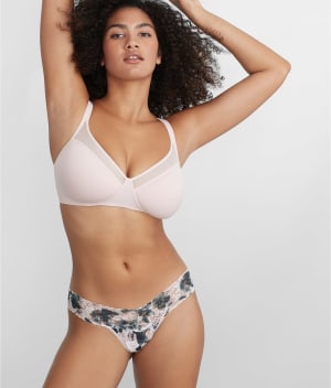 Signature Lace Low Rise Printed Thong: undefined