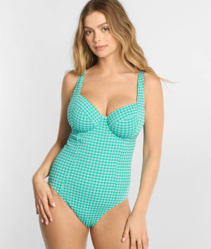 Gingham Paloma Underwire Balcony One-Piece: undefined
