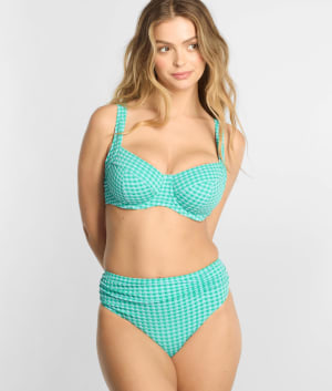 Gingham Midi Gather Bikini Bottom: undefined