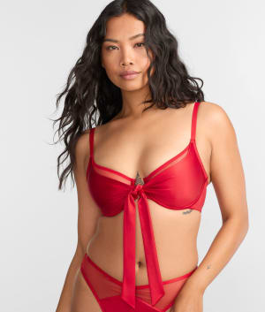 All Yours Satin & Mesh Front-Close Bra: undefined