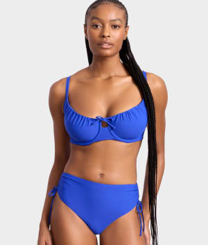Adjustable Side Shirring High-Waist Bikini Bottom: undefined