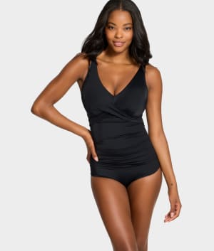 The Slimming Cross-Over Underwire One-Piece Swimsuit: undefined