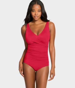 The Slimming Cross-Over Underwire One-Piece Swimsuit: undefined