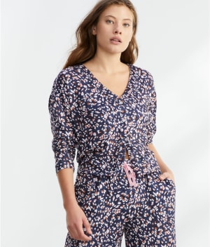 Cardigan Knit Cropped Pajama Set: undefined