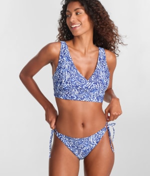Printed Everlee Side Tie Bikini Bottom: undefined