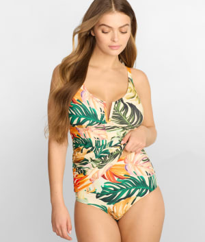 Printed Capri Fold-Over High-Waist Bikini Bottom: undefined