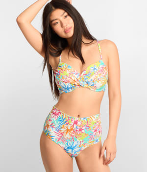Printed Capri Fold-Over High-Waist Bikini Bottom: undefined