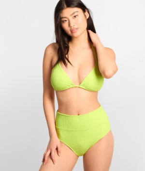 Pacifica Hannah Fold-Over High-Waist Bikini Bottom: undefined