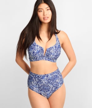 Hannah Printed Fold-Over High-Waist Bikini Bottom: undefined