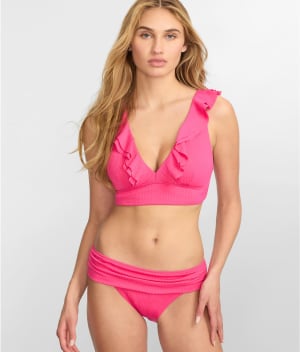 Printed Willa Ruffle Wire-Free Bikini Top: undefined