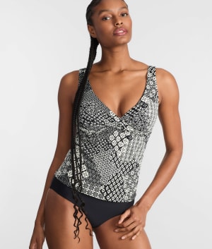Printed Elsie Underwire Wrap Tankini Top: undefined