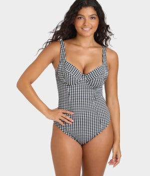 Gingham Paloma Underwire Balcony One-Piece: undefined
