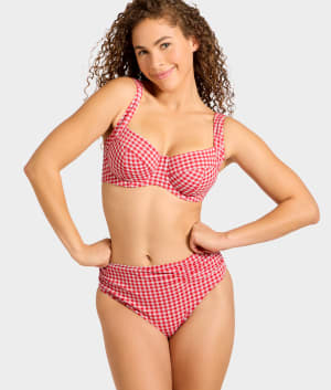 Gingham Olivia Underwire Balcony Bikini Top: undefined